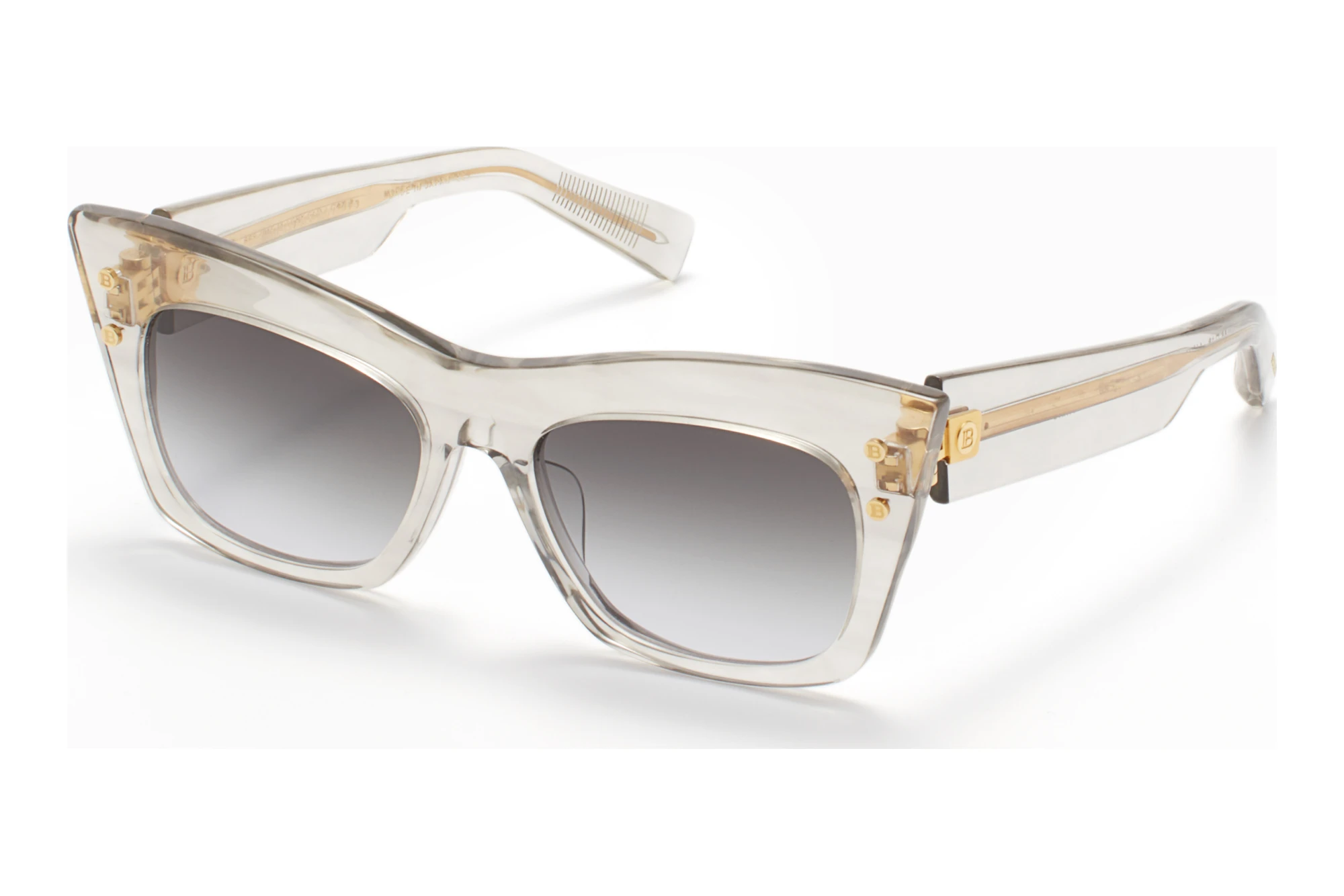Balmain Paris BPS-101 F Dark Grey to clear Lenses - ARCrystal Grey - Yellow Gold w Balmain Paris BPS-101 F Dark Grey to clear Lenses - ARCrystal Grey - Yellow Gold w