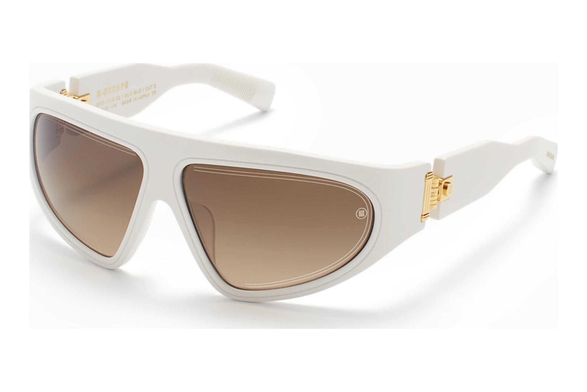 Balmain Paris BPS-143 E Dark Brown to Light Brown Lenses - ARMatte White - Yellow Gold w Balmain Paris BPS-143 E Dark Brown to Light Brown Lenses - ARMatte White - Yellow Gold w