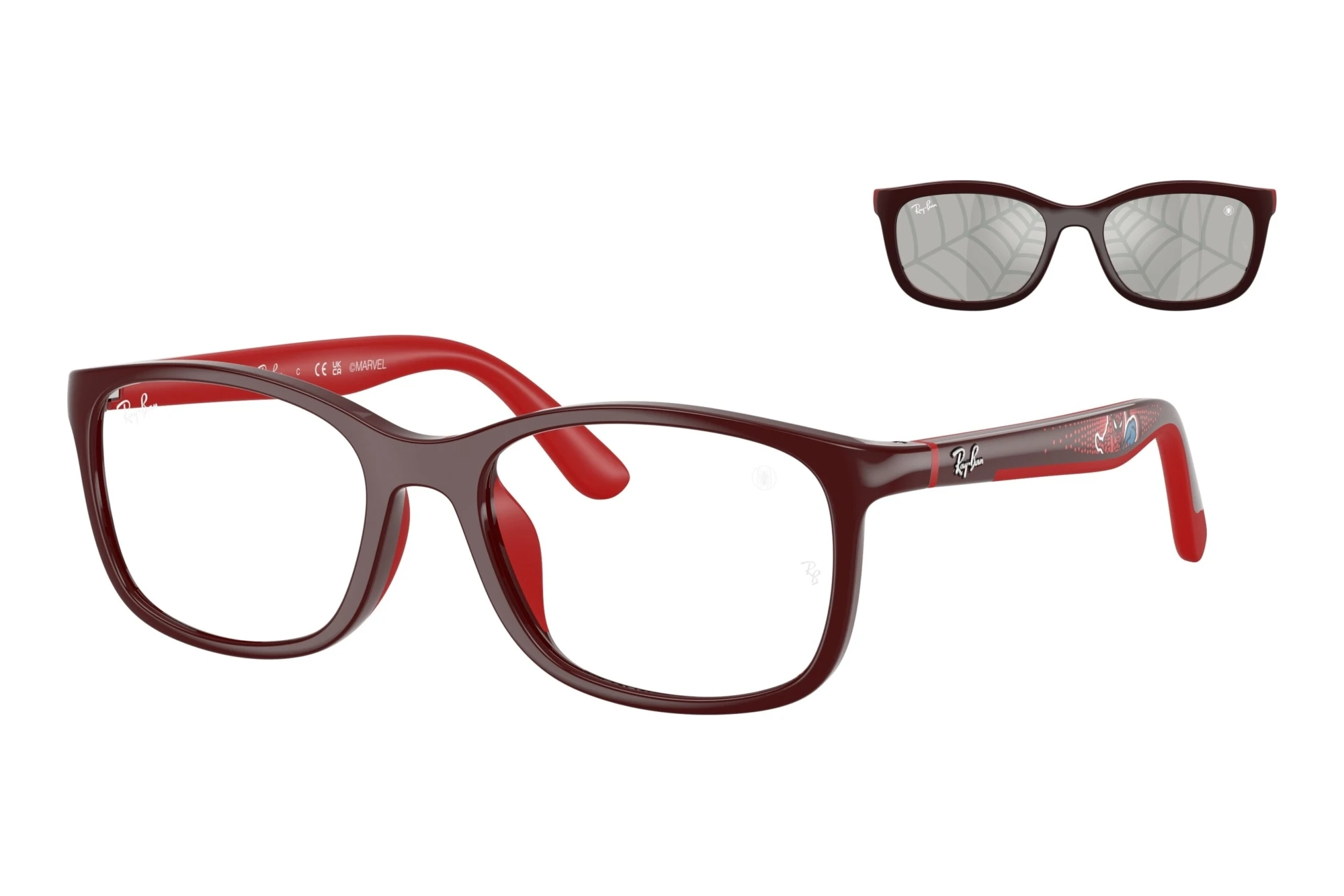 Ray-Ban Kids RJ9644S 7233AI Grey Tampo Triangles SilverPolished Dark and Rubber Red Ray-Ban Kids RJ9644S 7233AI Grey Tampo Triangles SilverPolished Dark and Rubber Red