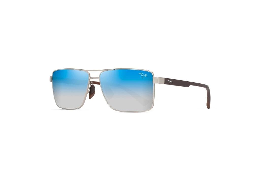 Maui Jim   Piha DBS621-17 Dual Mirror Blue to SilverMatte Silver w/Brown