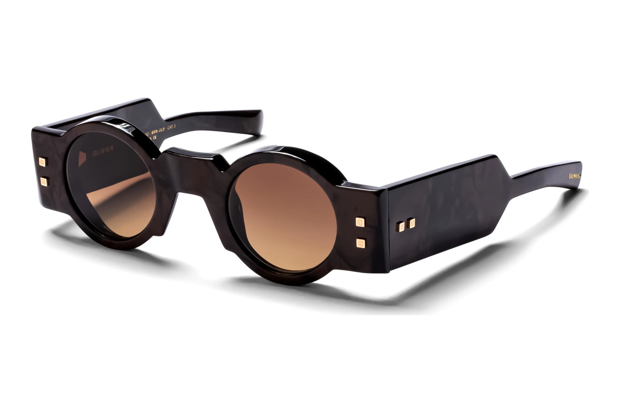 Balmain Paris   BPS-159 D Dark Brown to Light Brown - AR (LIMITED EDITION)Leather Brown - White Gold w