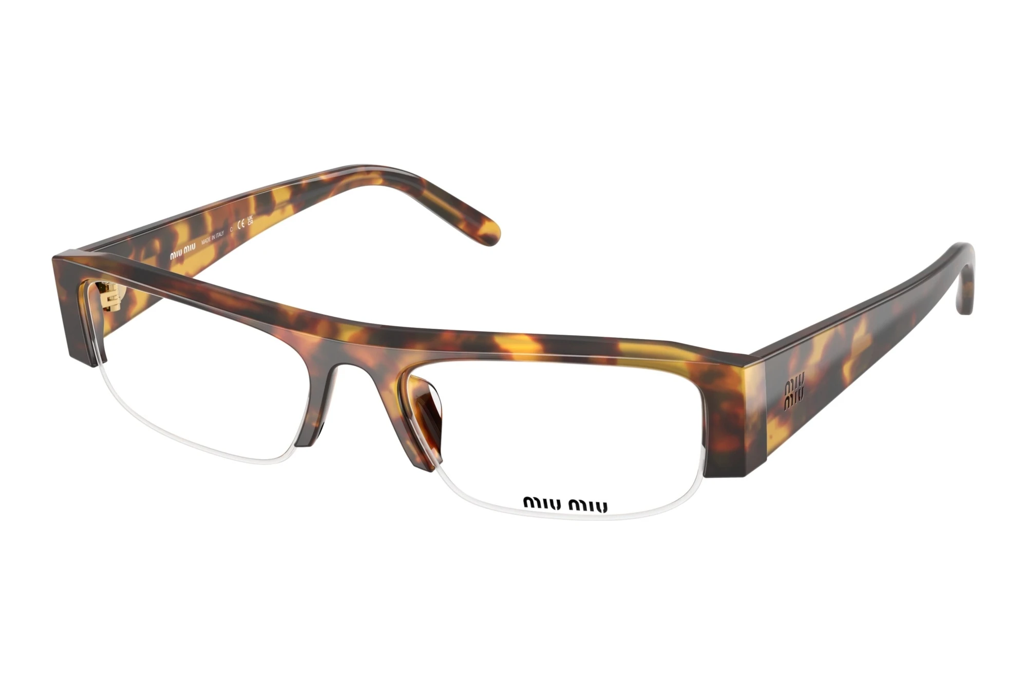 Miu Miu   MU B07S 14L08N Clear Blue-Violet Light FilterHoney Havana